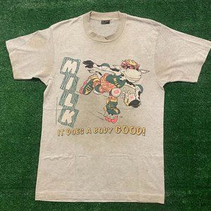 90s Vintage COW Tシャツ USA製 パロディ Vintage Cow T-shirt // Double Sided // Funny Single Stitch